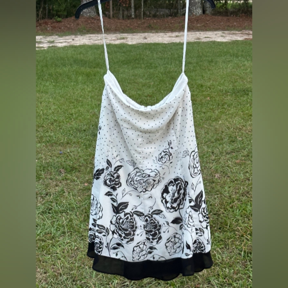 Chic Black and White Floral Camisole